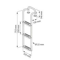 Bow Ladder, 3 Steps, Inox 316 Boarding Ladders