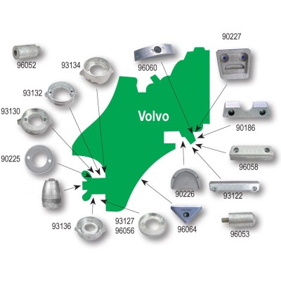 Anodes for In/Outboard Volvo Engines Sacrificial Anodes