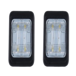 Dome Light / Trailer Light, 2 LEDs, Black, 2 pcs Trailer Light & Sockets