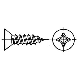 Countersunk Screw, Slotted-head, Self-tapping, Inox 316, DIN 7982/ISO 7050 Screws, Nuts & Washers