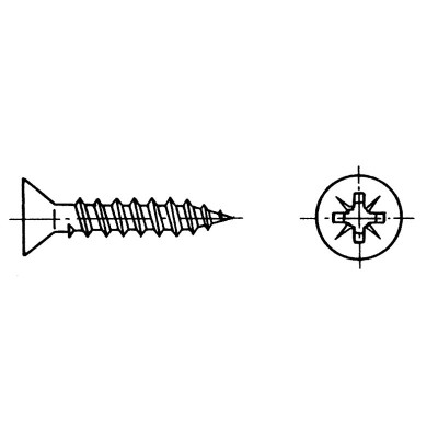 Chipboard Screw, Countersunk Recessed-head, Inox 316 Screws, Nuts & Washers