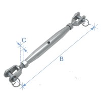 Pipe Turnbuckle with Nut, Jaw & Jaw, Inox 316 Turnbuckles