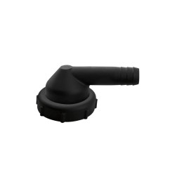 Outlet Elbow Fitting for Ø12mm Hose, 1 1/2” Thread Tightening Ring, Black Water & Waste Tanks