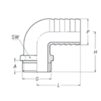 Bend, Male Type, BSPP, with Hose Connector, Brass Brass Fittings