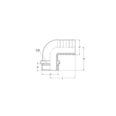 Bend, Male Type, BSPP, with Hose Connector, Brass Brass Fittings