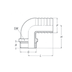 Bend, Male Type, BSPP, with Hose Connector, Brass Brass Fittings