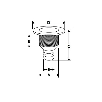 Thru-Hull Easy Mount Threaded with Hose Barb Thru-Hulls