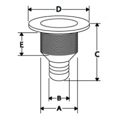 Thru-Hull Easy Mount Threaded with Hose Barb Thru-Hulls