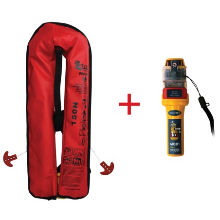 LALIZAS Inflatable Lifejacket Lamda, Auto, 275N, SOLAS/MED, Adult, w/Ocean Signal MOB1, Set Inflatable Lifejackets