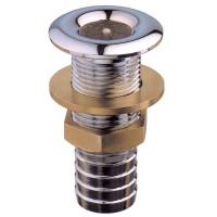 Through Hull Outlet with Hose Connector, Chromium Plated Brass Thru-Hull Accessories