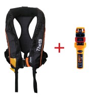 Theta Inflatable Lifejacket, Auto,290N,w/JS1,w/Sprayh.,Double Crotch Harness,ISO,Adult,w/Ocean Signal MOB1Set Inflatable Life...