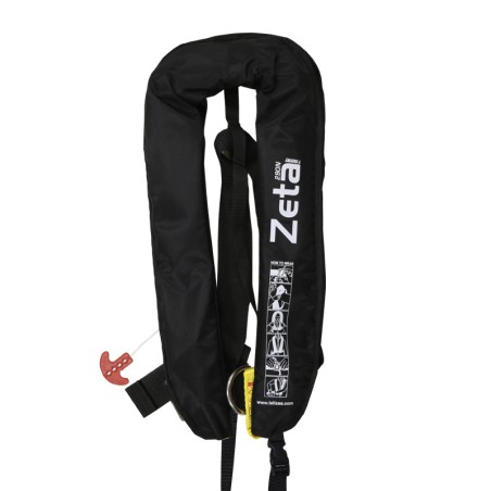 Zeta Inflatable Lifejacket, Auto, 290N, with D-ring & Crotch Strap, ISO, Adult, Black Inflatable Lifejackets