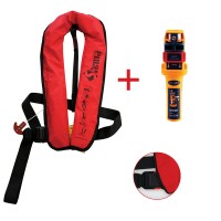 Sigma Inflatable Lifejackets, Auto, 170N, w/Plastic Buckle, ISO, Adult, Red, w/Ocean Signal MOB1, Set Inflatable Lifejackets