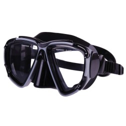 2 Window Black Silicone Mask with Τempered Glass Dive Masks & Snorkels