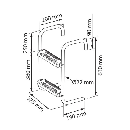 Raft Ladder, 2 Steps, Inox 316 Boarding Ladders