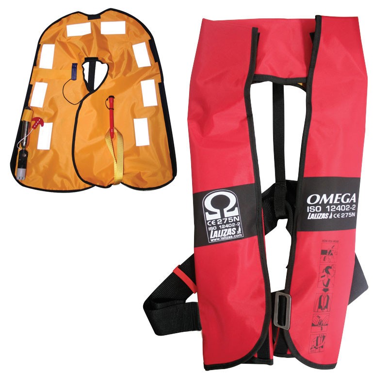 Omega Inflatable Lifejacket, Auto, 290N, w/Harness, ISO, Adult Inflatable Lifejackets