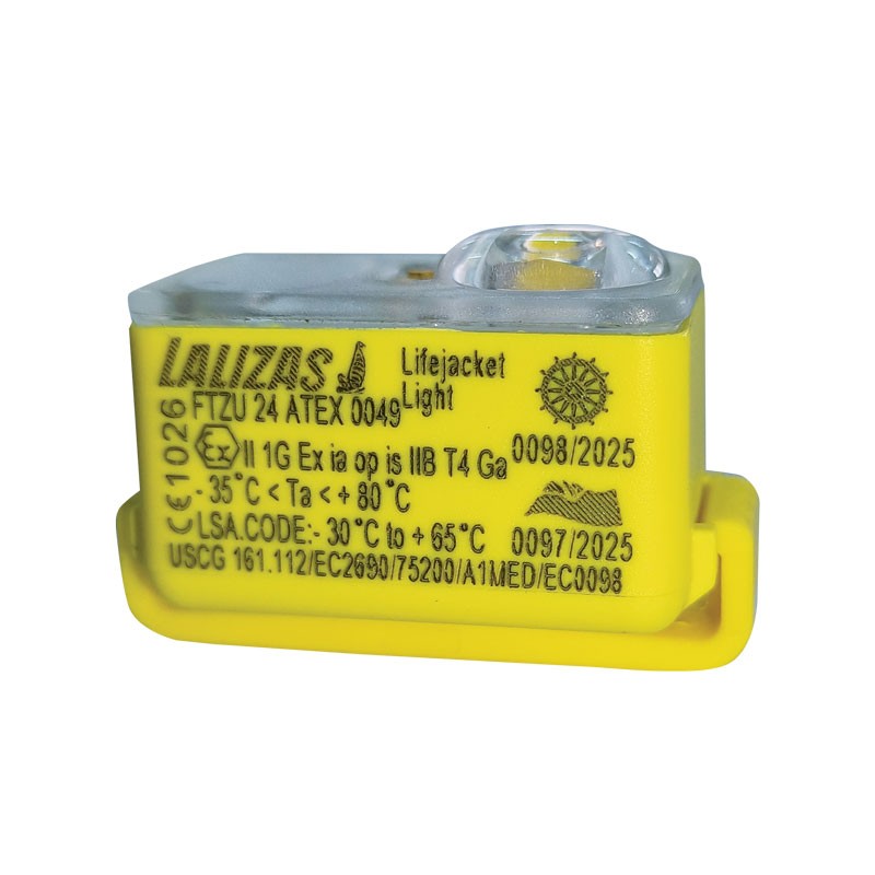 Lalizas Lifejacket LED Flashing Light "Safelite IV" ON-OFF water activated, USCG-SOLAS/MED-MER-ATEX-IECEx Lifesaving Lights