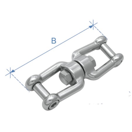 Jaw & Jaw Swivel with Internal Hexagonal Pin, Inox 316 Swivels & Thimbles