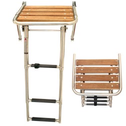 Wooden Platform with Telescopic Inox 316 Ladder Platforms & Gangways