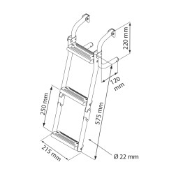 Foldable Ladder for Narrow Transom, 2+1 Steps Inox 316 Boarding Ladders & Accessories